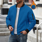 Men's Waffle Textured Thermal Bomber Jacket – Fleece Lined Full Zip Coat with Sleeve Pocket, Casual Winter Streetwear & Daily - StepByStepNow