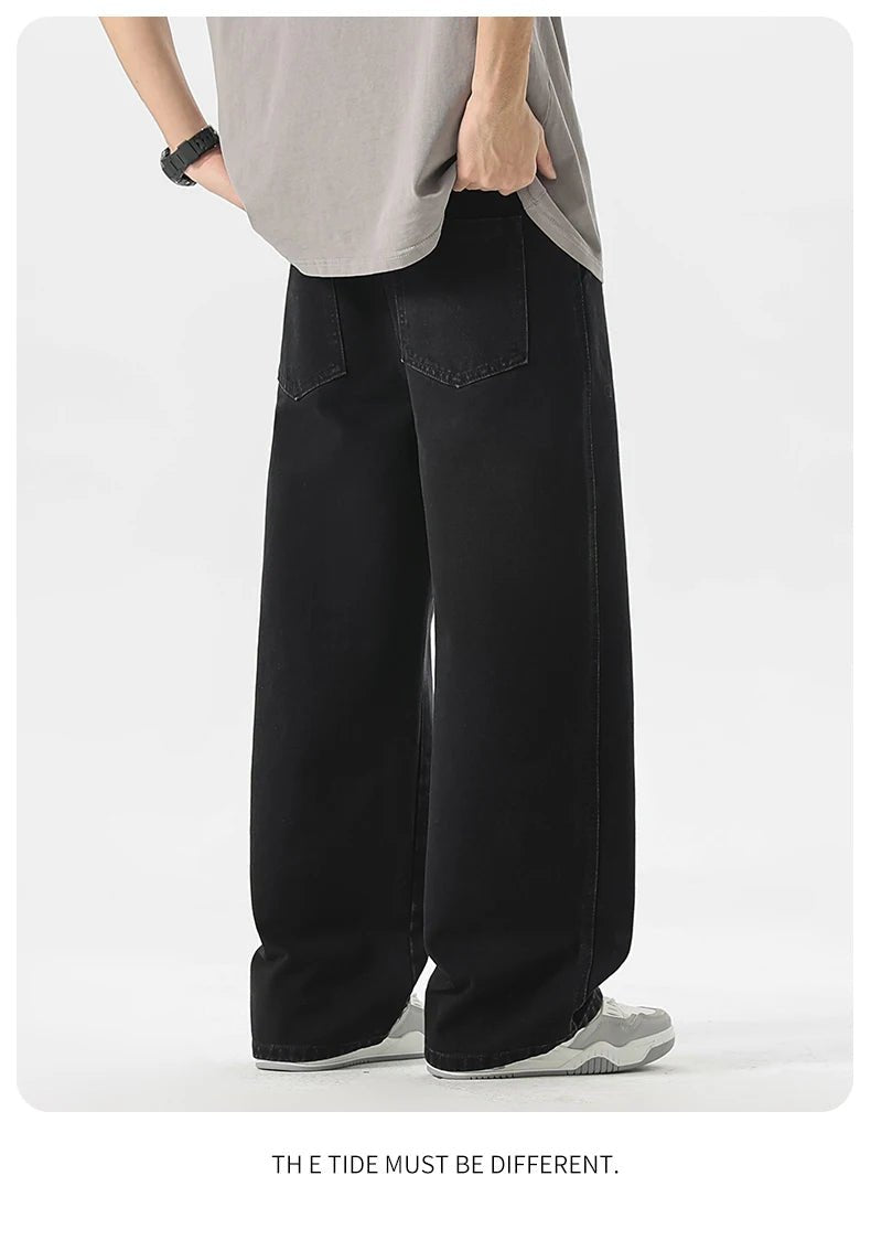 Men's Y2K Baggy Jeans - Korean Retro Streetwear Wide - Leg Straight Hip - Hop Pants - StepByStepNow