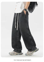 Men's Y2K Baggy Jeans - Korean Retro Streetwear Wide - Leg Straight Hip - Hop Pants - StepByStepNow