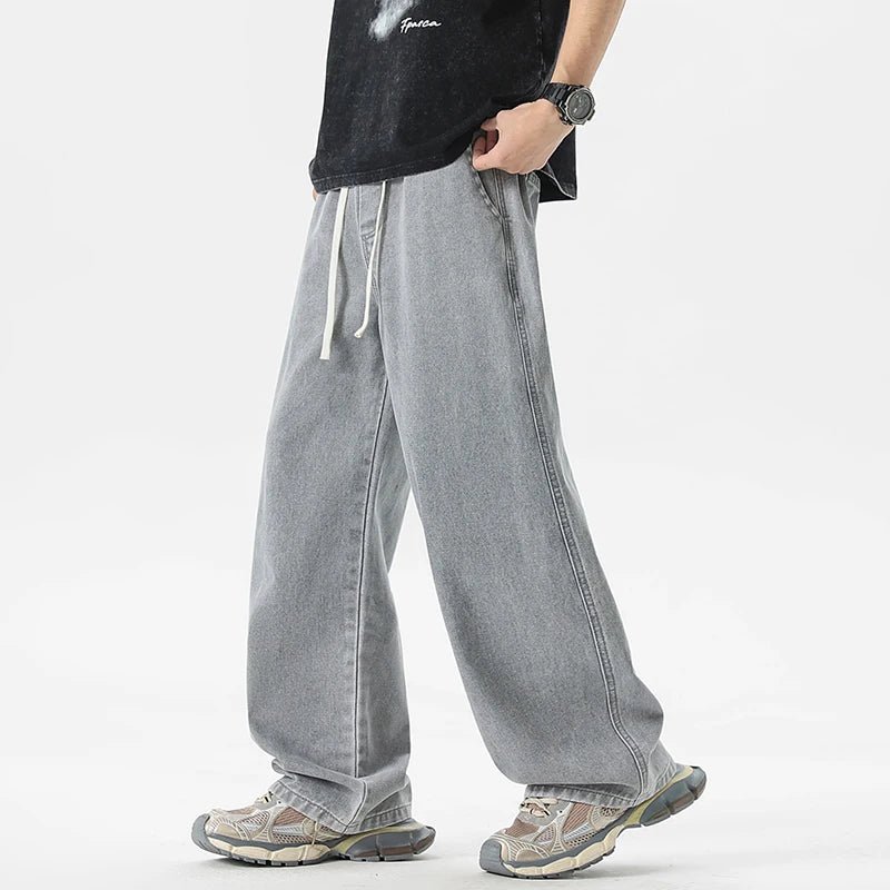 Men's Y2K Baggy Jeans - Korean Retro Streetwear Wide - Leg Straight Hip - Hop Pants - StepByStepNow