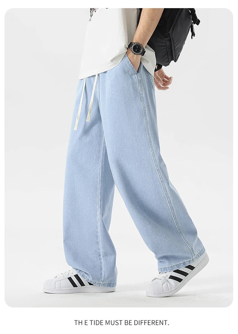 Men's Y2K Baggy Jeans - Korean Retro Streetwear Wide - Leg Straight Hip - Hop Pants - StepByStepNow
