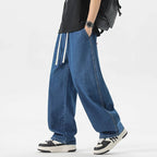 Men's Y2K Baggy Jeans - Korean Retro Streetwear Wide - Leg Straight Hip - Hop Pants - StepByStepNow
