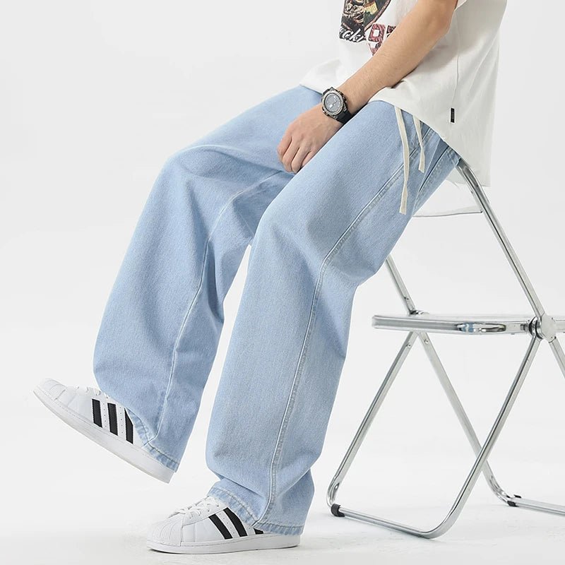 Men's Y2K Baggy Jeans - Korean Retro Streetwear Wide - Leg Straight Hip - Hop Pants - StepByStepNow