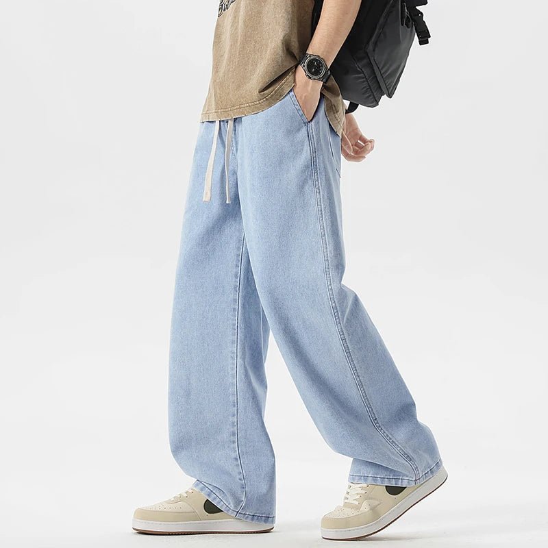 Men's Y2K Baggy Jeans - Korean Retro Streetwear Wide - Leg Straight Hip - Hop Pants - StepByStepNow
