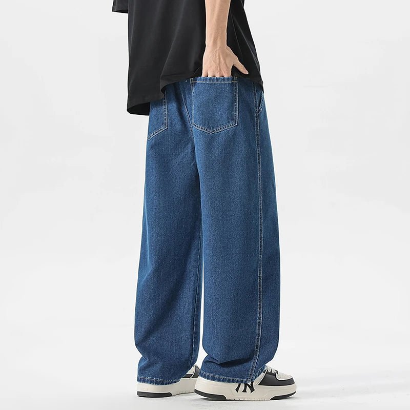 Men's Y2K Baggy Jeans - Korean Retro Streetwear Wide - Leg Straight Hip - Hop Pants - StepByStepNow
