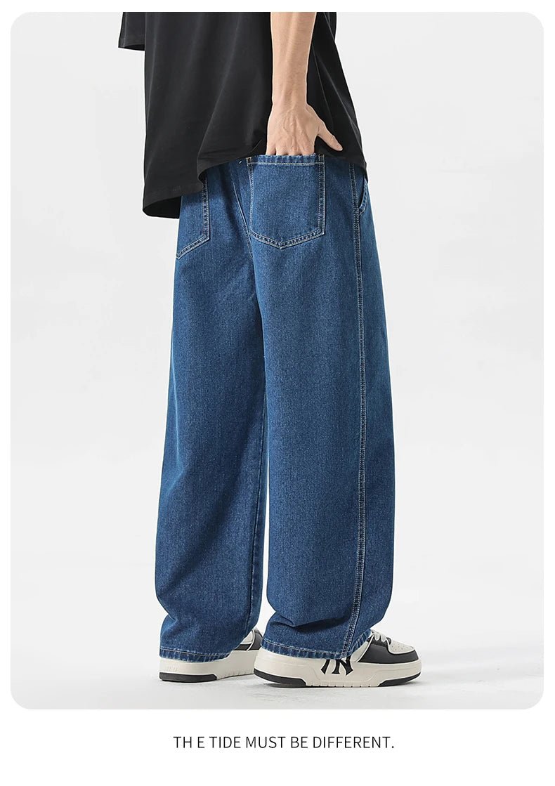Men's Y2K Baggy Jeans - Korean Retro Streetwear Wide - Leg Straight Hip - Hop Pants - StepByStepNow