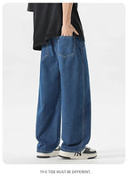 Men's Y2K Baggy Jeans - Korean Retro Streetwear Wide - Leg Straight Hip - Hop Pants - StepByStepNow