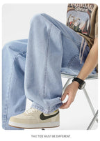 Men's Y2K Baggy Jeans - Korean Retro Streetwear Wide - Leg Straight Hip - Hop Pants - StepByStepNow