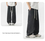 Men's Y2K Baggy Jeans - Korean Retro Streetwear Wide - Leg Straight Hip - Hop Pants - StepByStepNow