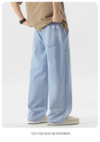 Men's Y2K Baggy Jeans - Korean Retro Streetwear Wide - Leg Straight Hip - Hop Pants - StepByStepNow