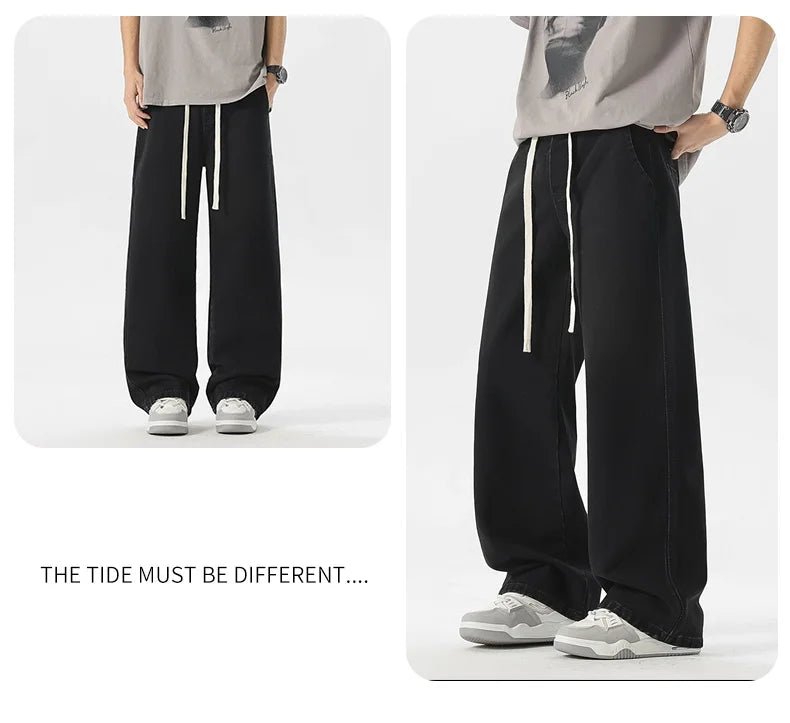 Men's Y2K Baggy Jeans - Korean Retro Streetwear Wide - Leg Straight Hip - Hop Pants - StepByStepNow