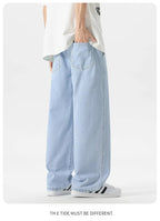 Men's Y2K Baggy Jeans - Korean Retro Streetwear Wide - Leg Straight Hip - Hop Pants - StepByStepNow