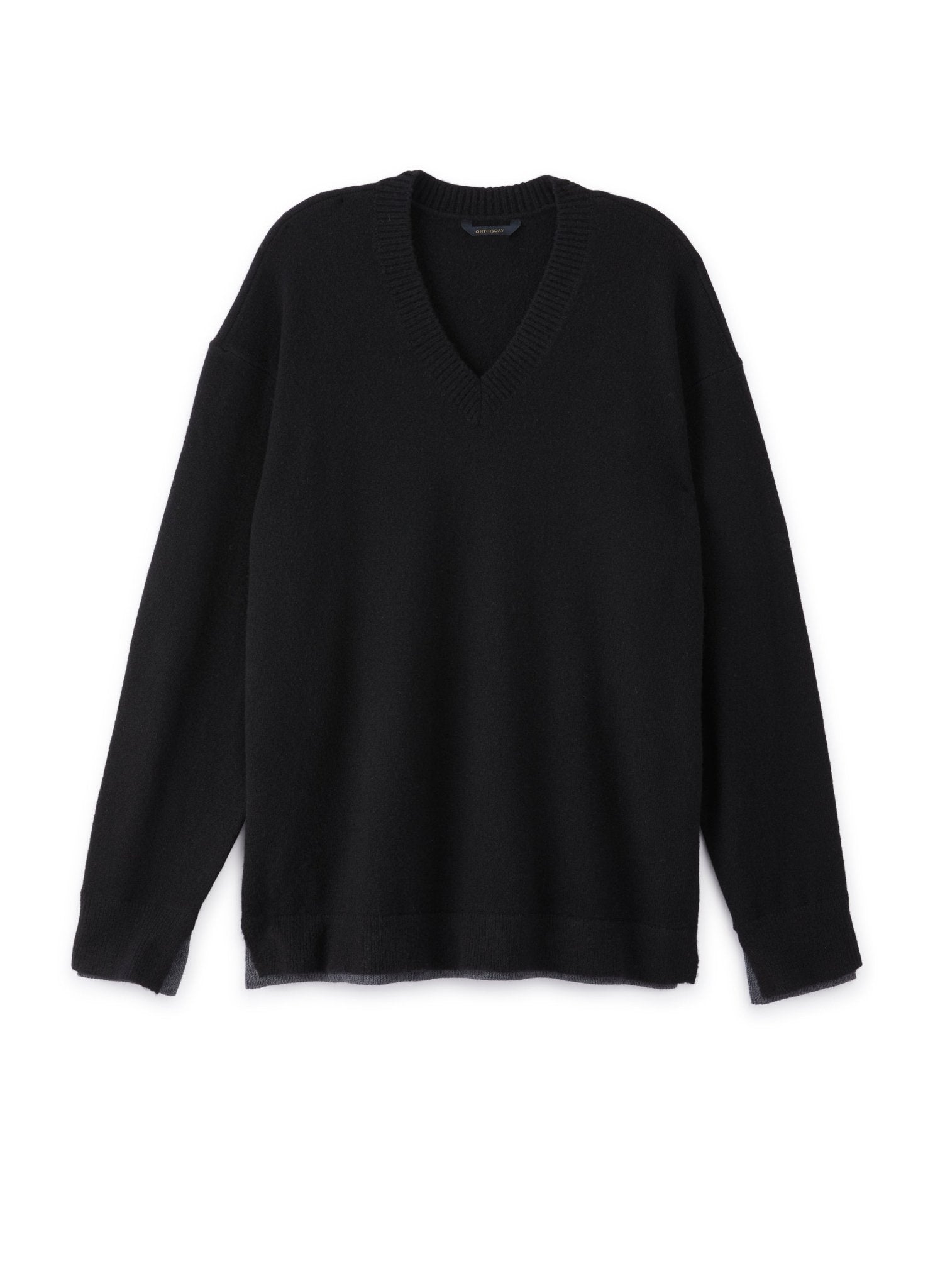 Merino Wool V - Neck Sweater (Black) - StepByStep