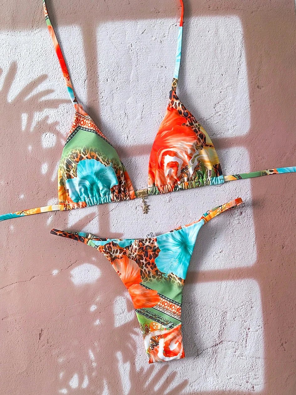 Women’s Printed Thong-Bottom Bikini — Image 14