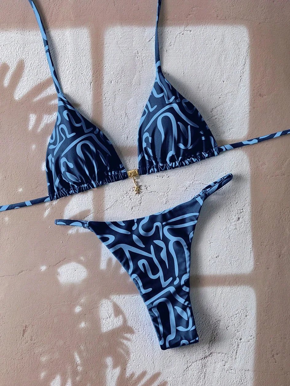 Women’s Printed Thong-Bottom Bikini — Image 12