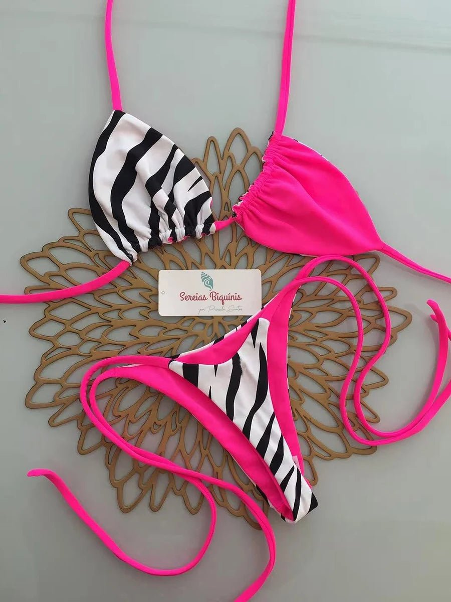 Micro Bikinis 2026 Push Up Women Swimsuit String Swimwear Brazilian Bikini Set Halter Biquini Floral Swimsuit Solid Beachwear - StepByStepNow