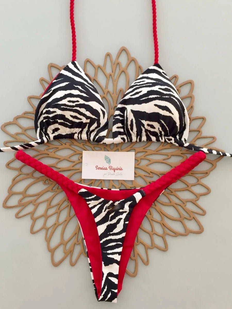 Women’s Printed Thong-Bottom Bikini — Image 22