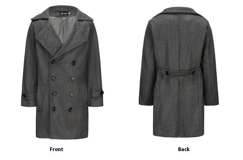 Mid - length Double - breasted Men's Slim - fit Woolen Coat - StepByStepNow
