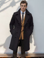 Mid - length Double - breasted Men's Slim - fit Woolen Coat - StepByStepNow