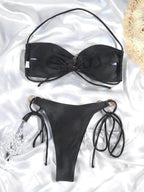 Women’s Solid-Colour Bikini with Ring Detail — Image 21