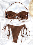 Miyouj Push Up Bikinis Solid Color Swimsuit Women' Swimwear Rings Bikini Bandage Beachwear Two Piece Suit 2026 Sexy Bathing Suit - StepByStepNow