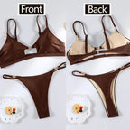 Women’s Solid-Colour Bikini with Ring Detail — Image 37