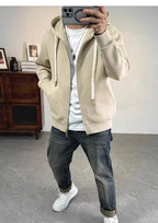 Moda Tasche in tinta unita Cerniera Felpe con cappuccio Abbigliamento da uomo 2025 Autunno Inverno Nuove magliette coreane allentate Felpe casual - StepByStepNow