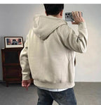 Moda Tasche in tinta unita Cerniera Felpe con cappuccio Abbigliamento da uomo 2025 Autunno Inverno Nuove magliette coreane allentate Felpe casual - StepByStepNow
