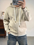 Moda Tasche in tinta unita Cerniera Felpe con cappuccio Abbigliamento da uomo 2025 Autunno Inverno Nuove magliette coreane allentate Felpe casual - StepByStepNow