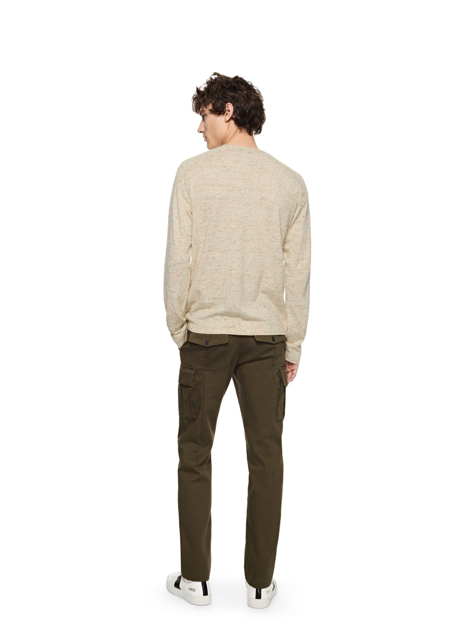 Modern Fleck Linen - Blend Crewneck Sweater (Straw Multi) - StepByStep