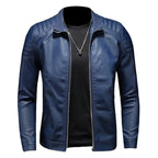 Motorcycle PU Leather Jacket Men Winter Leahter Jacket Male Stand Collar Casual Windbreaker trendy mens clothing black blue coat - StepByStep