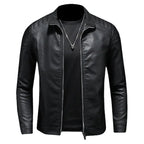 Motorcycle PU Leather Jacket Men Winter Leahter Jacket Male Stand Collar Casual Windbreaker trendy mens clothing black blue coat - StepByStep