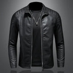 Motorcycle PU Leather Jacket Men Winter Leahter Jacket Male Stand Collar Casual Windbreaker trendy mens clothing black blue coat - StepByStep
