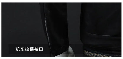 Motorcycle PU Leather Jacket Men Winter Leahter Jacket Male Stand Collar Casual Windbreaker trendy mens clothing black blue coat - StepByStep