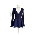 Navy Blue Waist - Cinching Low - Neck All - Match Long - Sleeve V - Neck Knitted Cardigan - StepByStepNow