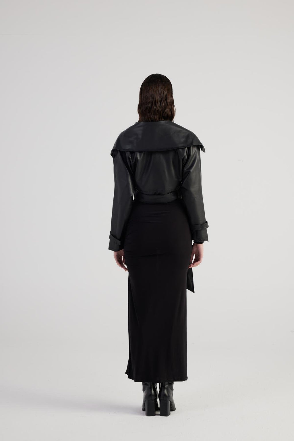 Neeko Black Faux Leather Cropped Jacket - StepByStep