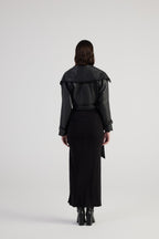 Neeko Black Faux Leather Cropped Jacket - StepByStep