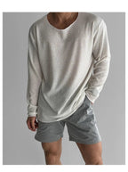 New 2026 Men's Casual Long Sleeve T Shirt O - neck Solid Color Breathable Men Streetwear Soft Clothing Fashion Male Shirts Tops - StepByStepNow