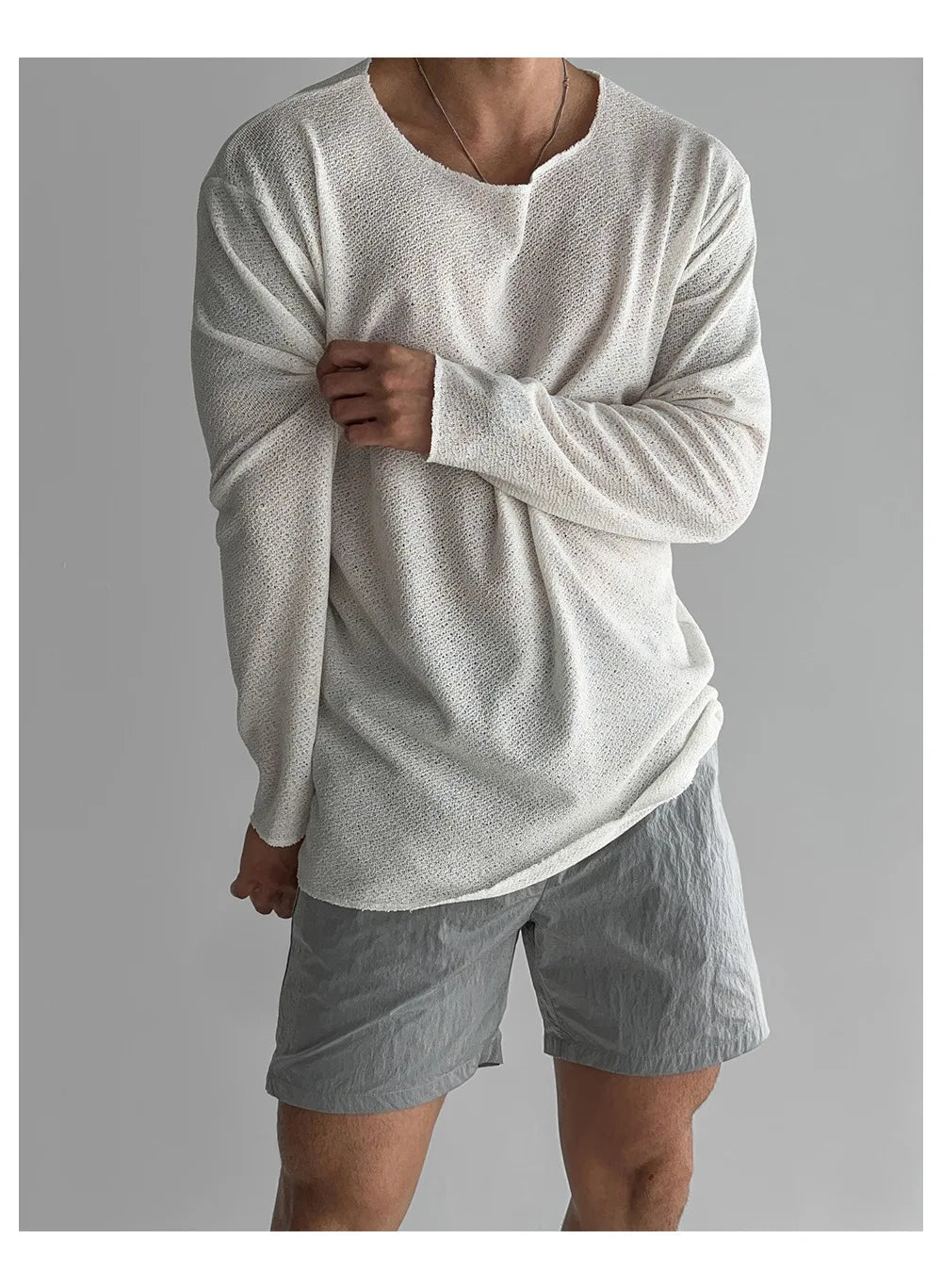 New 2026 Men's Casual Long Sleeve T Shirt O - neck Solid Color Breathable Men Streetwear Soft Clothing Fashion Male Shirts Tops - StepByStepNow