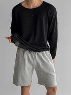 New 2026 Men's Casual Long Sleeve T Shirt O - neck Solid Color Breathable Men Streetwear Soft Clothing Fashion Male Shirts Tops - StepByStepNow