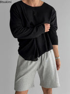 New 2026 Men's Casual Long Sleeve T Shirt O - neck Solid Color Breathable Men Streetwear Soft Clothing Fashion Male Shirts Tops - StepByStepNow