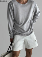 New 2026 Men's Casual Long Sleeve T Shirt O - neck Solid Color Breathable Men Streetwear Soft Clothing Fashion Male Shirts Tops - StepByStepNow
