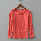New Autumn Solid Color Long - sleeved T-shirt Men's Casual Bottoming T-shirt Male Cotton Crew Neck T-Shirt - StepByStepNow