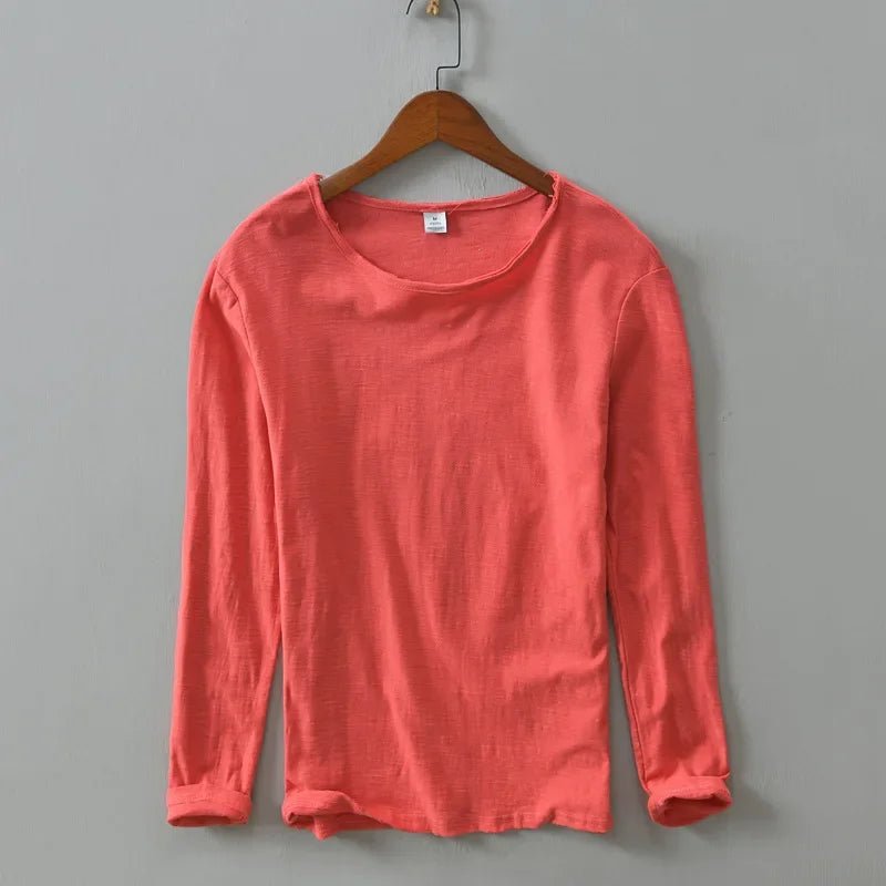 New Autumn Solid Color Long - sleeved T-shirt Men's Casual Bottoming T-shirt Male Cotton Crew Neck T-Shirt - StepByStepNow