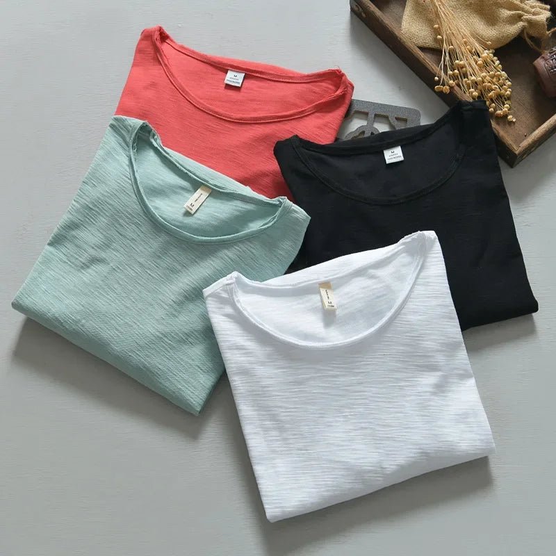 New Autumn Solid Color Long - sleeved T-shirt Men's Casual Bottoming T-shirt Male Cotton Crew Neck T-Shirt - StepByStepNow