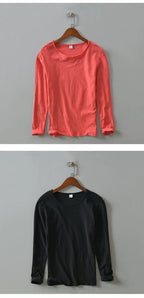 New Autumn Solid Color Long - sleeved T-shirt Men's Casual Bottoming T-shirt Male Cotton Crew Neck T-Shirt - StepByStepNow