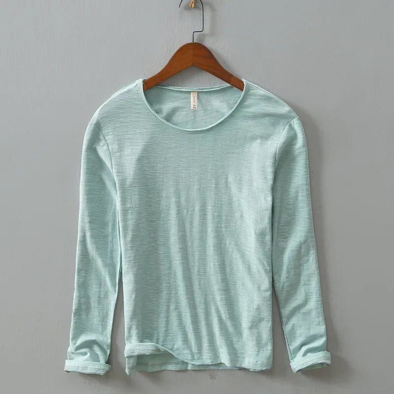 New Autumn Solid Color Long - sleeved T-shirt Men's Casual Bottoming T-shirt Male Cotton Crew Neck T-Shirt - StepByStepNow