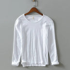 New Autumn Solid Color Long - sleeved T-shirt Men's Casual Bottoming T-shirt Male Cotton Crew Neck T-Shirt - StepByStepNow