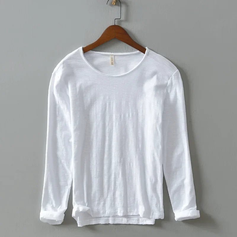 New Autumn Solid Color Long - sleeved T-shirt Men's Casual Bottoming T-shirt Male Cotton Crew Neck T-Shirt - StepByStepNow