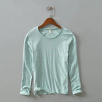 New Autumn Solid Color Long - sleeved T-shirt Men's Casual Bottoming T-shirt Male Cotton Crew Neck T-Shirt - StepByStepNow